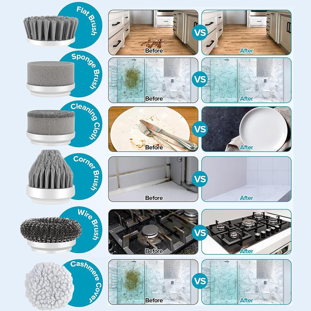 Cordless Electric Spin Scrubber Powerful Turbo Scrub Cleaning Brush Rechargeable