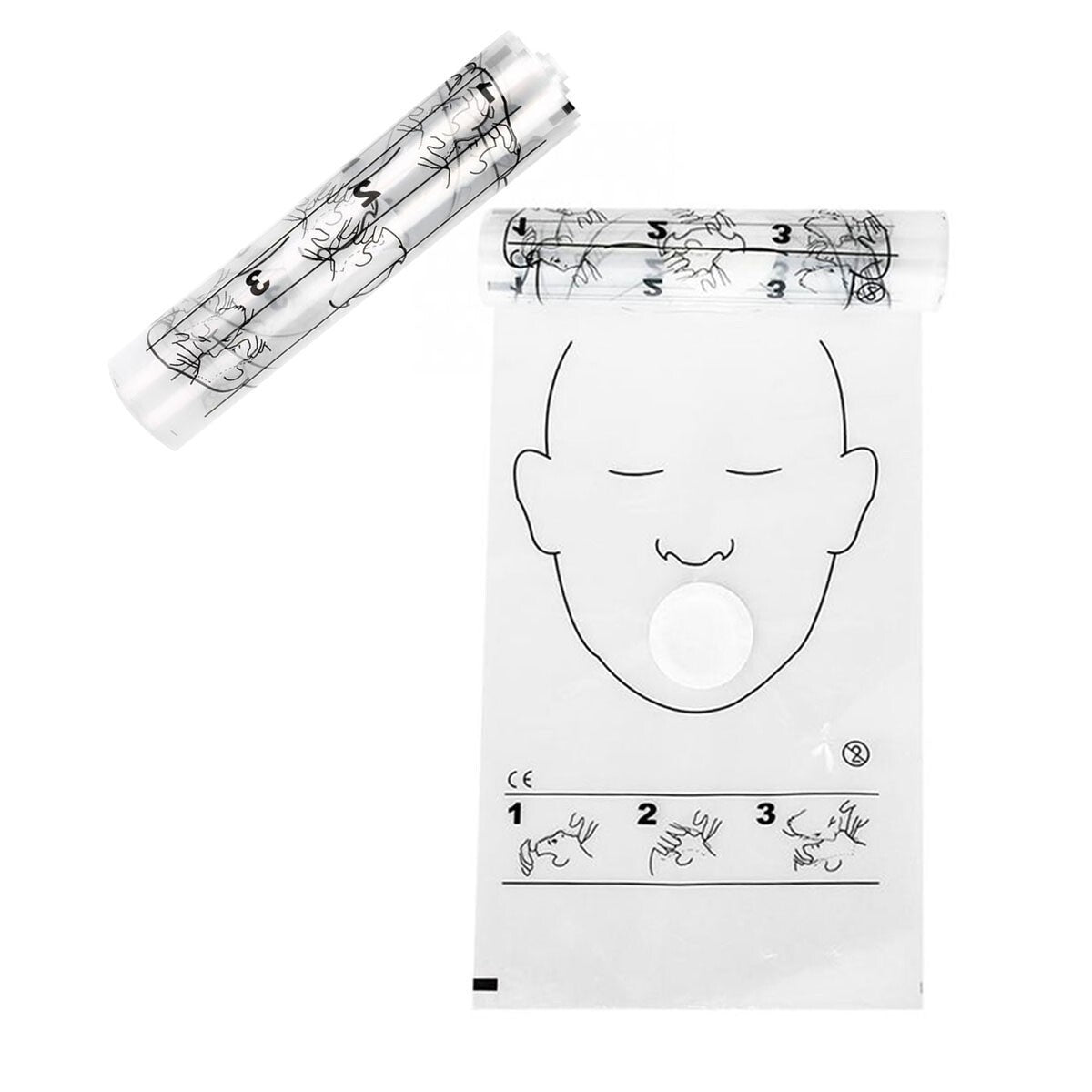 20 rolls 36pcs/roll DISPOSABLE ARTIFICIAL CPR MASK TRANSPARENT CPR FACE SHIELD