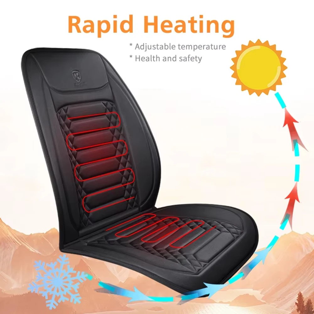2x Adjustable Heated Car Seat Cover Cushion Universal Fast Heating Warmer Winter