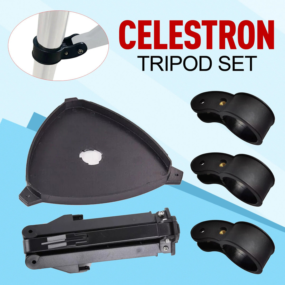 Celestron Tripod Set with Accessory Plate & 3 Clamping Rings with Screws