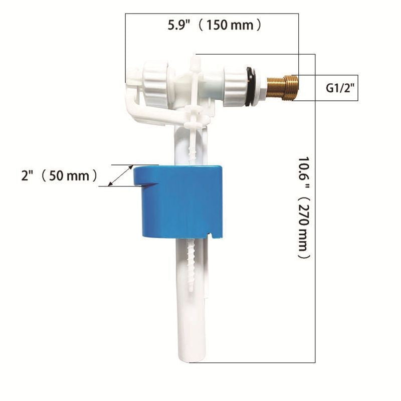 Universal WC Cistern Fill Valve Float Valve 3/8 & 1/2 Inch Fits