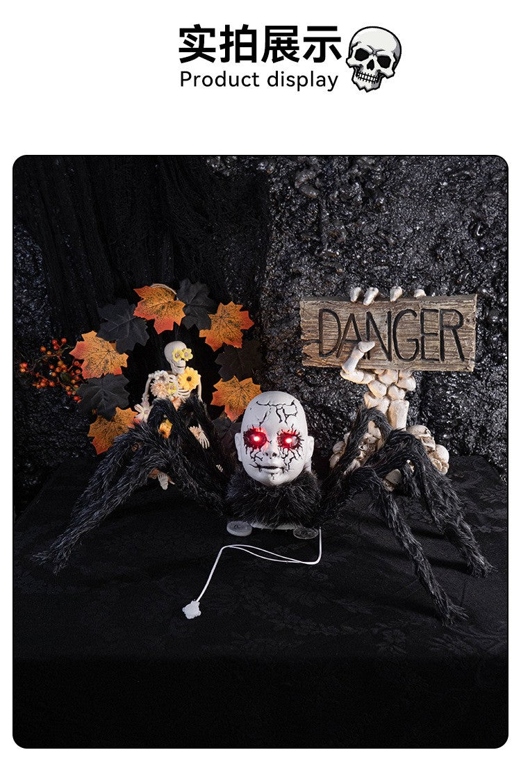 Halloween Baby face spider electric induction voice controlled horror walk toy