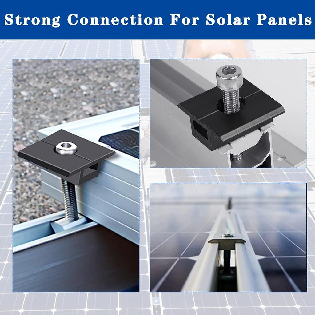8 Pieces Solar Panel Mounting Rail Bracket Holder Middle Clamp Fixing Kit