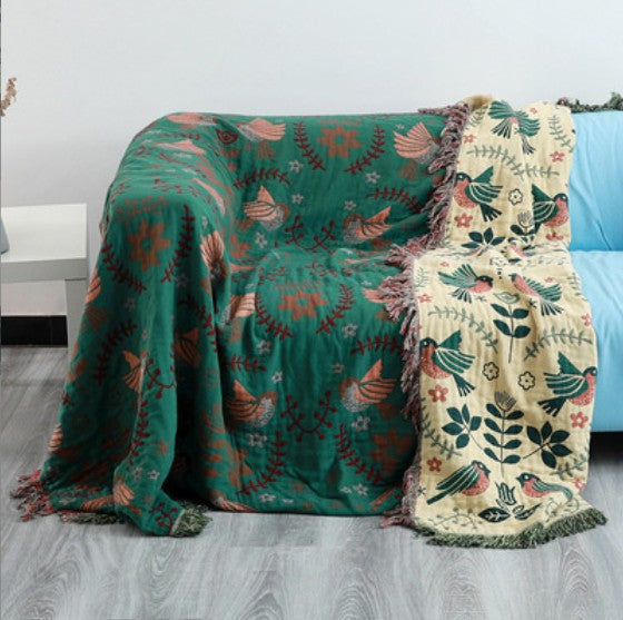 Blanket Nordic Boho Home Decor Green Bohemia Cotton Sofa Chair Cover Throw
