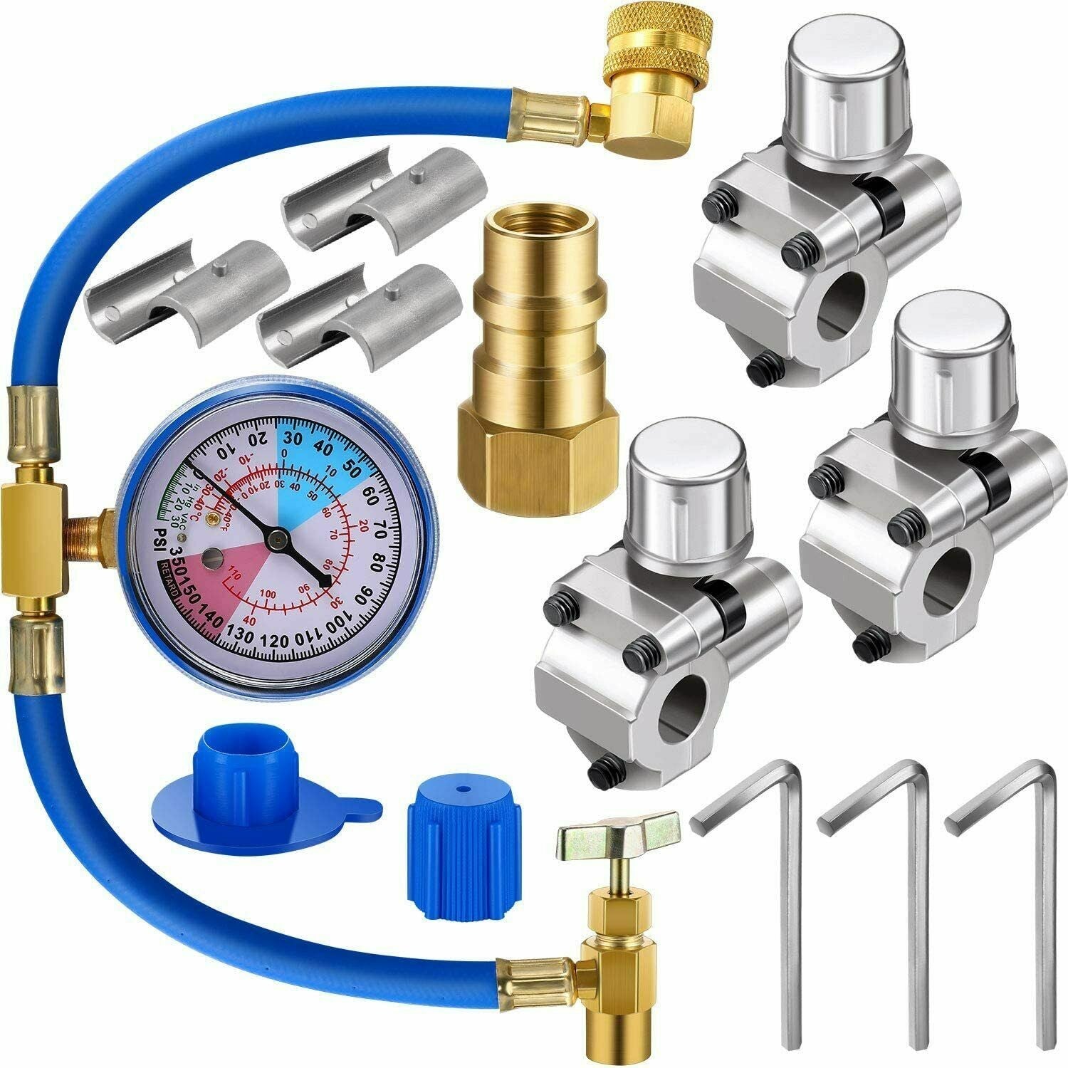 BPV31 Bullet Piercing Tap Valve Kits Home Refrigerator W/ Pressure Gauge Mini