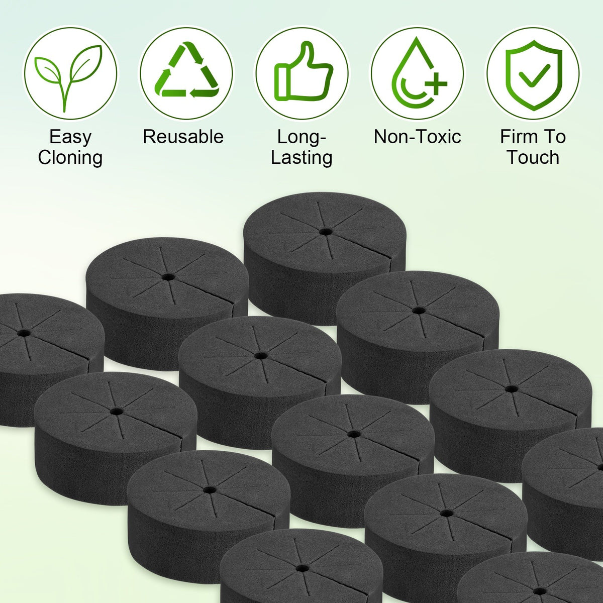 60-Pack Cloning Collars Inserts, Hydroponics Sponge Systems Cloning [Black]