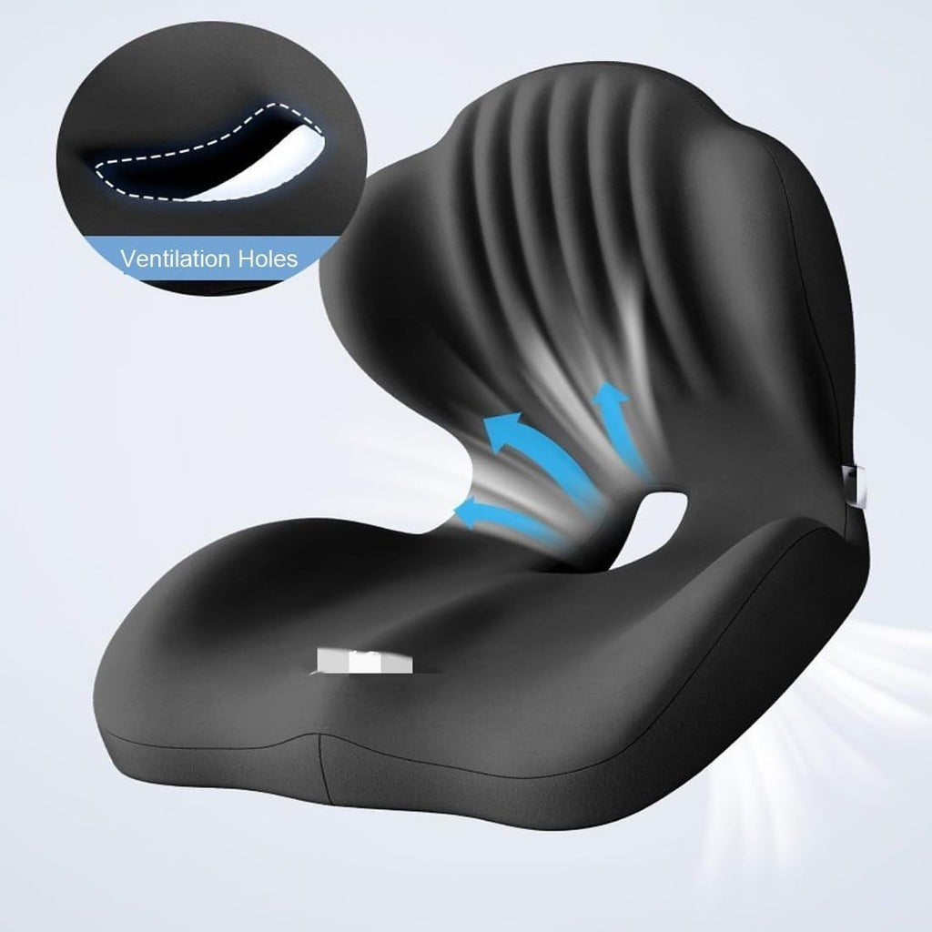 2-in-1 Ergonomic Back and Seat Cushion with Lumbar Support Tailbone Pain Relief
