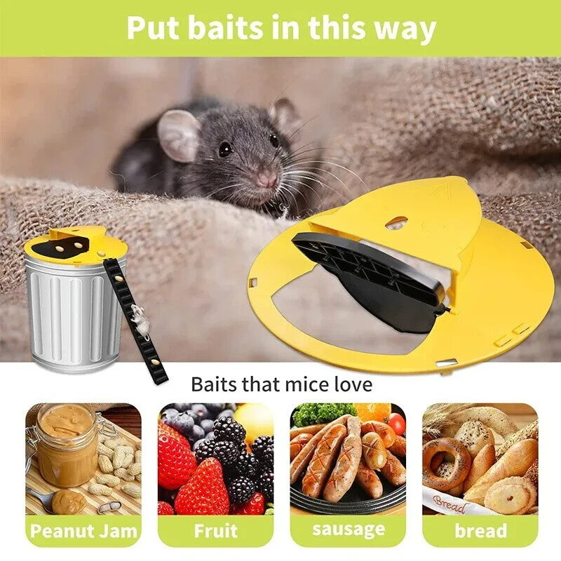 2X Mouse Trap Flip Slide Bucket Lid Mouse Rat Trap + Ladder Catch Trap Reusable
