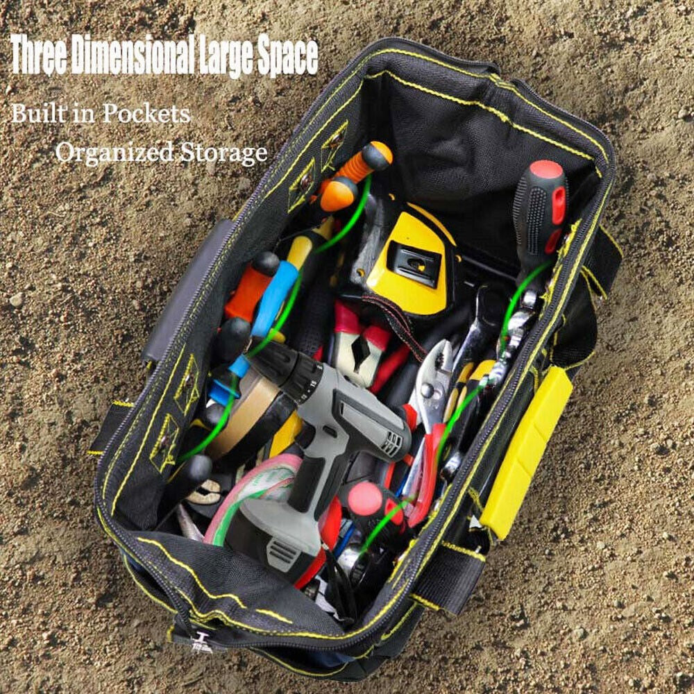 19in Heavy Duty Multifunctional Tool Bag Storage Case With Shoulder Strap