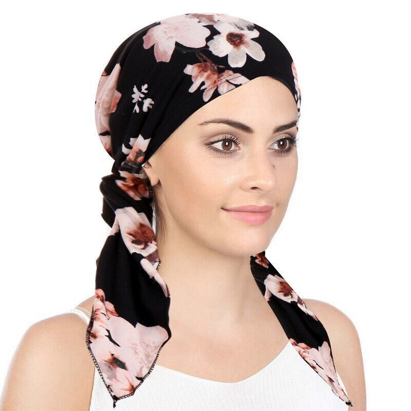 Ruffle Beanie Scarf Turban Hat Cancer Chemo Hat Printed Headwear Head Wrap Cap