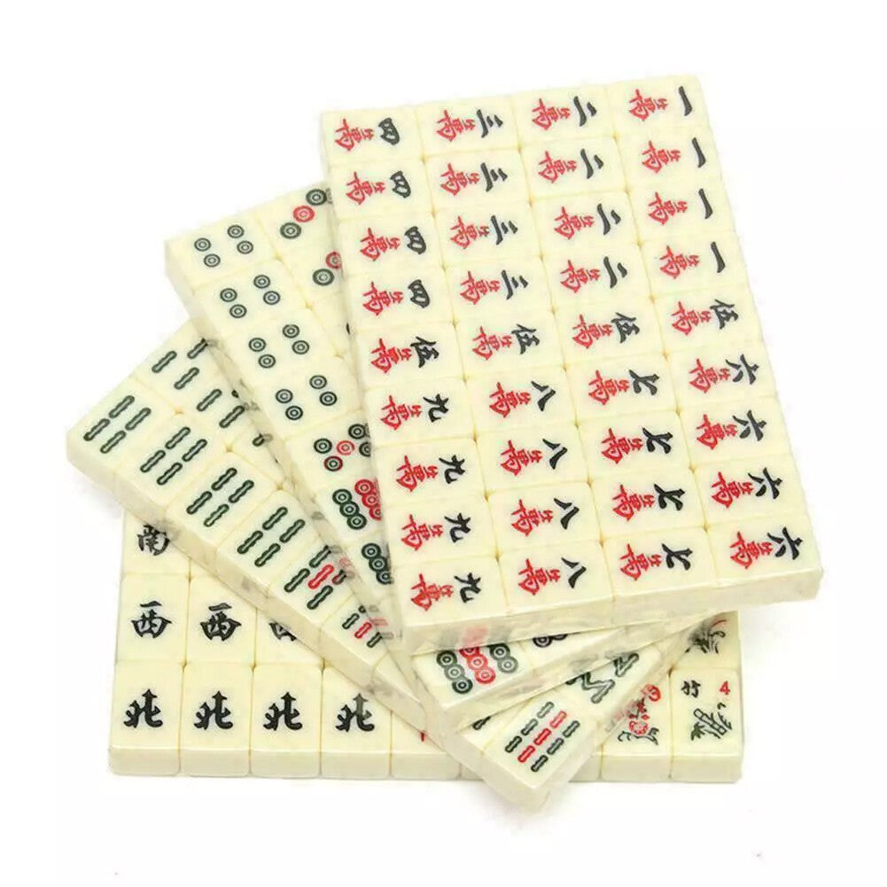 Mahjong Rare 144 Tiles Mah-Jong Set Piece w/ English Instructions Vintage