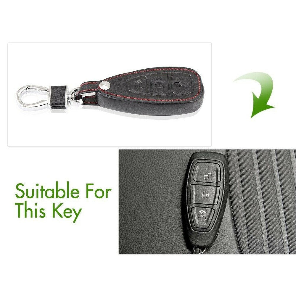 3 Button Remote Key Fob Pu Leather Cover Case For Ford Fiesta Focus Mondeo Kuga