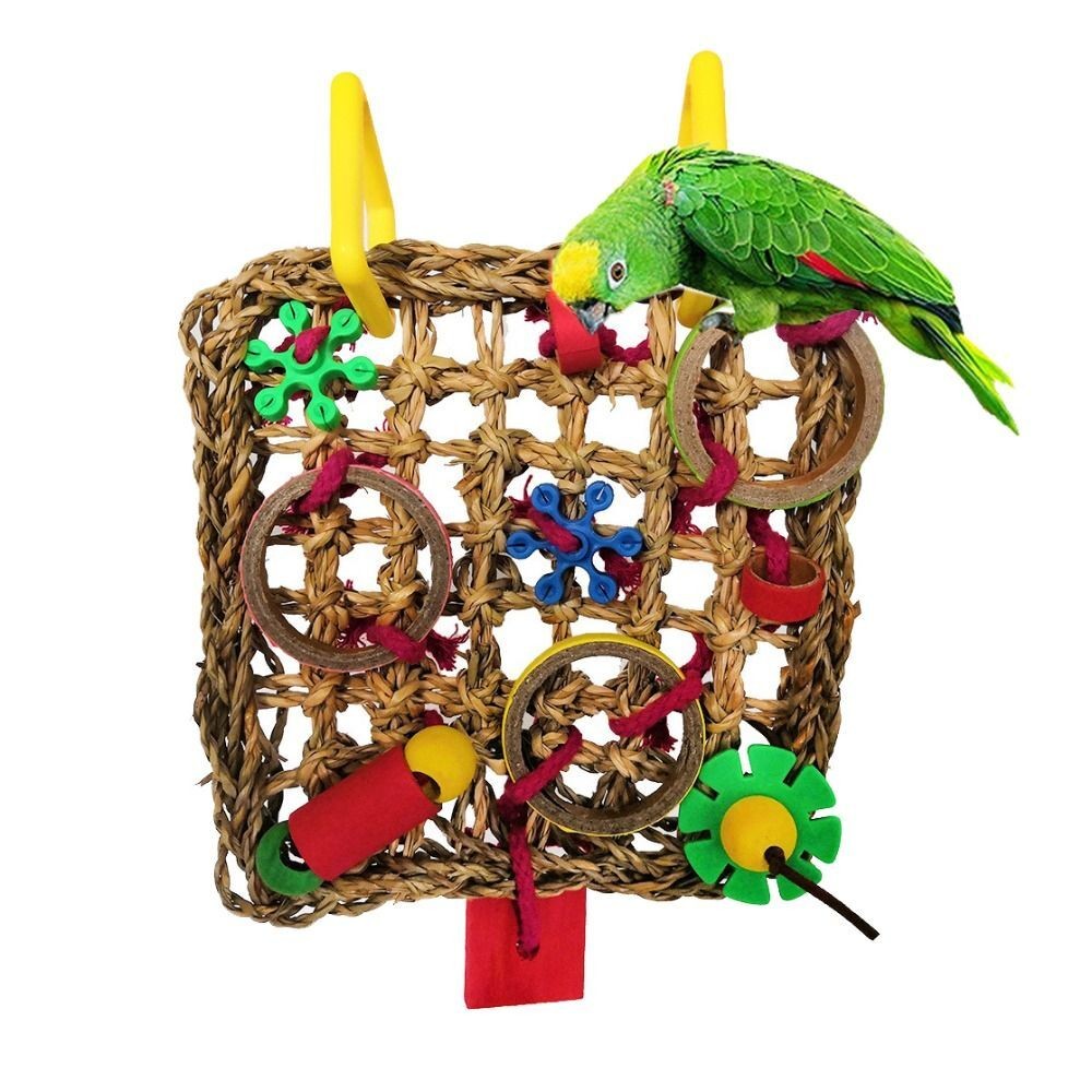 Bird Climbing Net Parrot Toy Woven Seagrass Biting Hanging Hemp Rope Swing Play