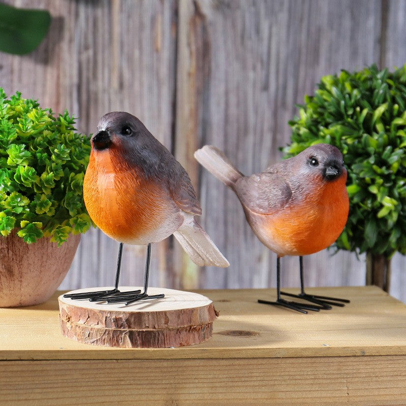 Set of 2 Robins Garden Outdoor Ornaments Decor Statue Resin Gifts