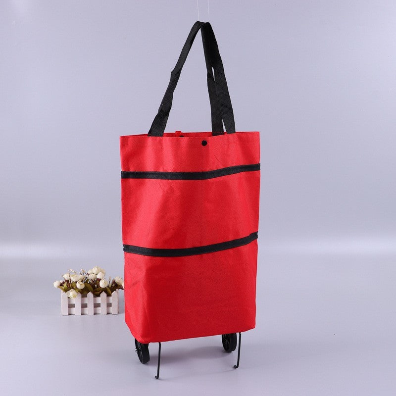2 In 1 Folding Shopping Trolley Bag Grocery Cart On Wheels Bags Reusable Handbag