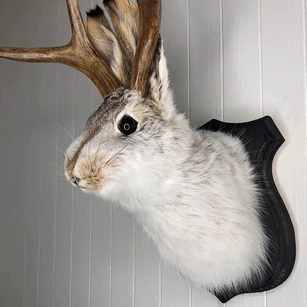 Animal Home Decoration Jackalope Statue Wall Mount Antler Rabbit Head Hanging