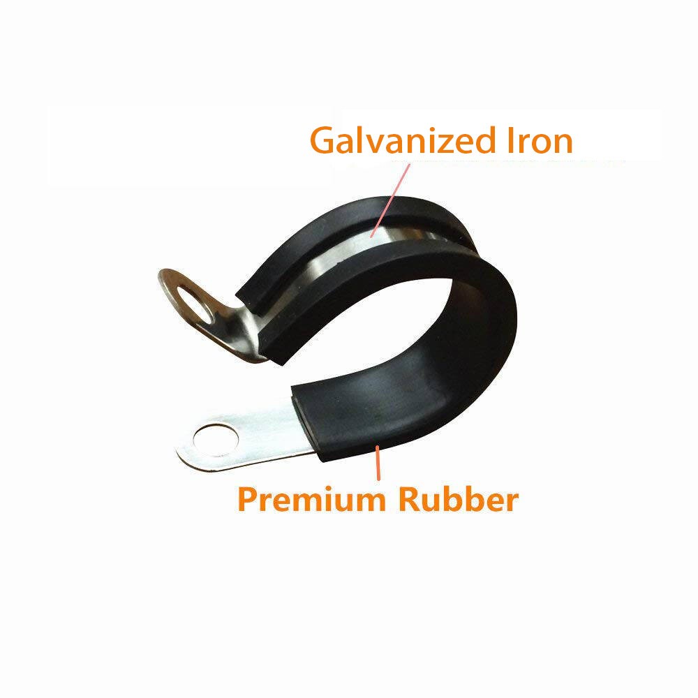 Rubber Lined Stainless Steel P Clip Hose Clamp Set Pipe Cable Clips Kit 6mm–19mm