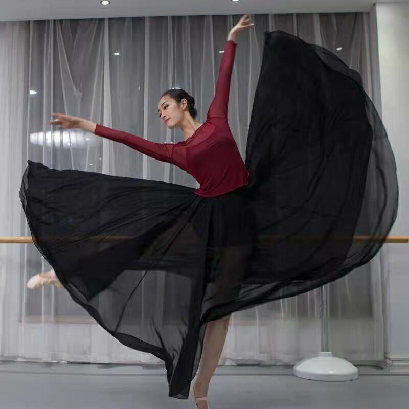 360/540 Long Dance Skirt Full Circle Swing Expansion Ballet Belly Practice Dress