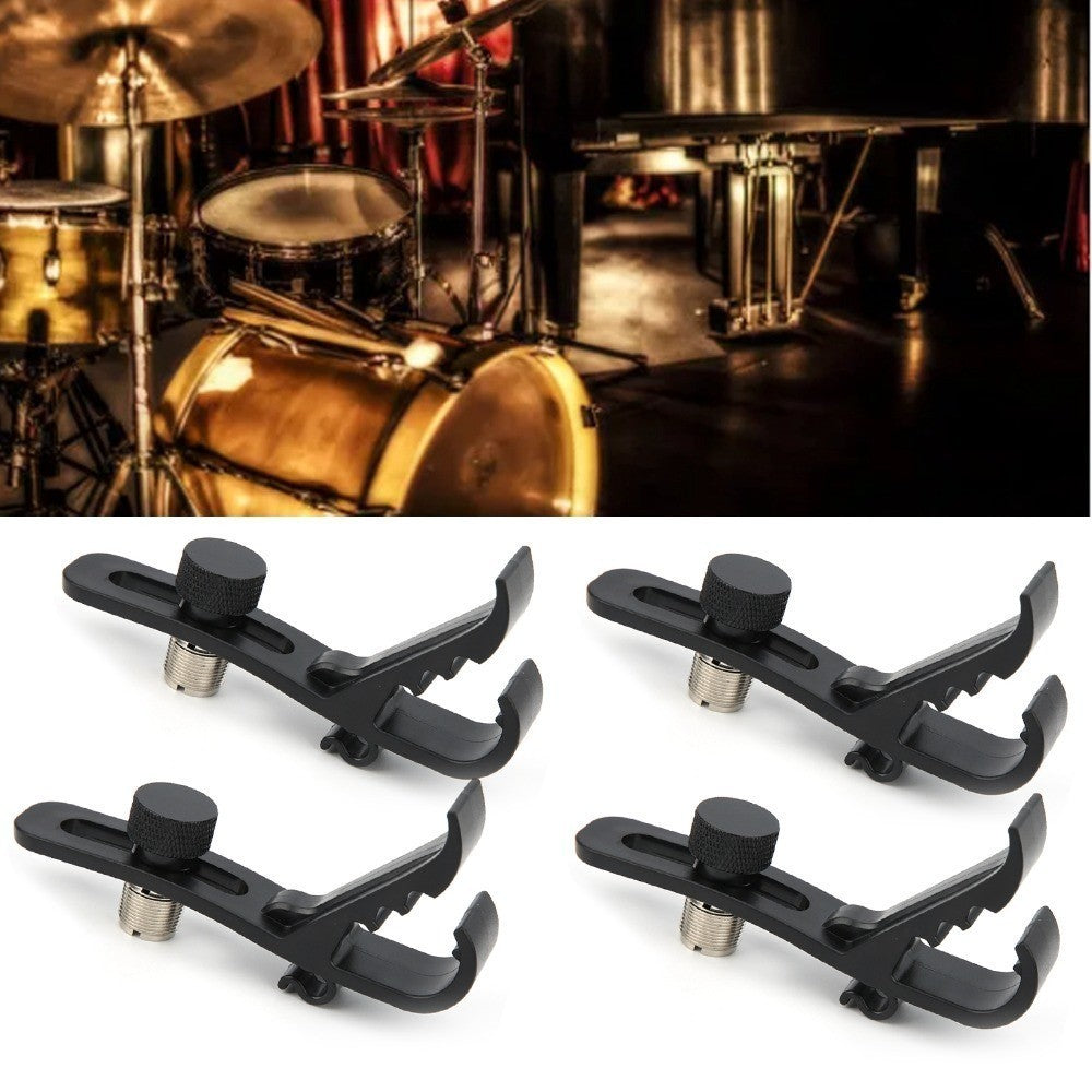 4 Pack Drum Mic Clips, Compact Microphone Mount Holders for Drum and Instrument