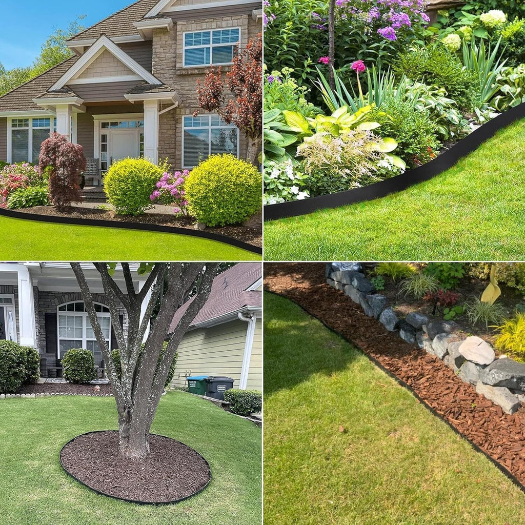 100 Metre Flexible Garden Border Edging Grass Lawn Path Edging With Plastic Pegs