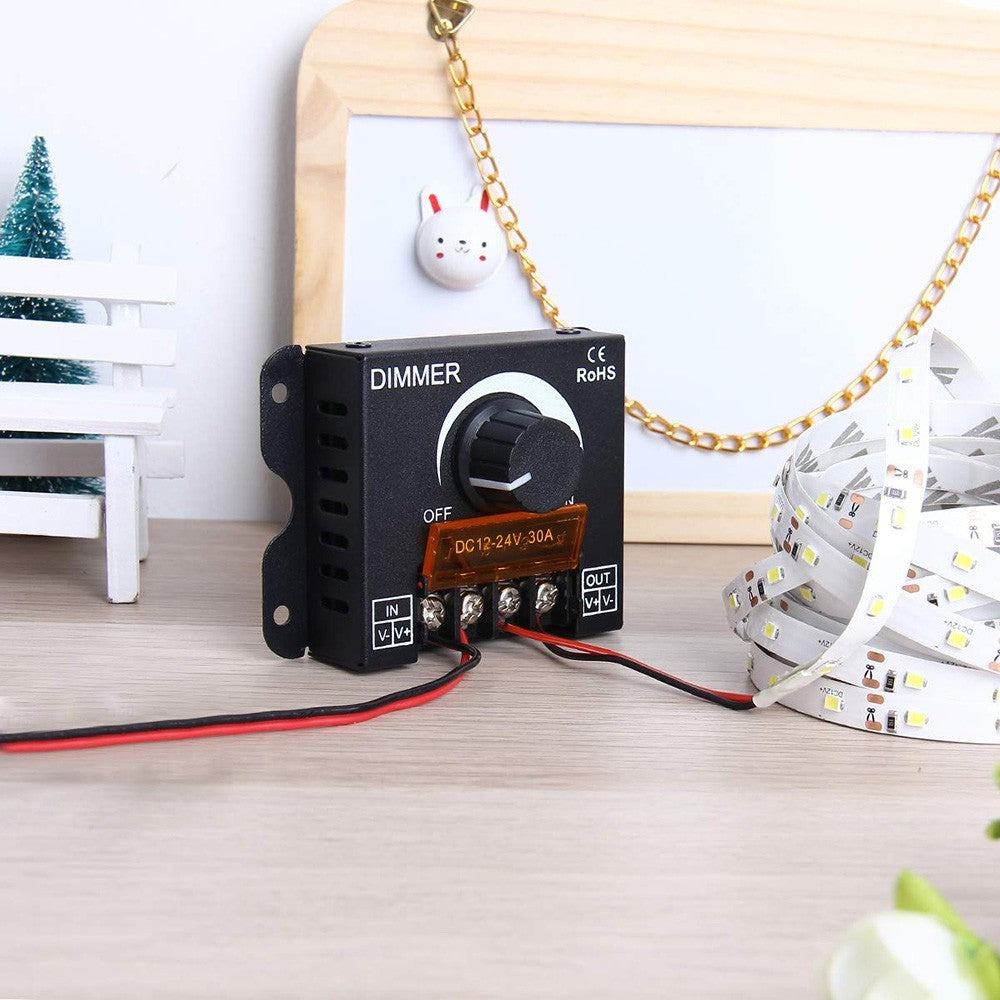 DC 12V-24V 30A PWM Dimming Controller with Knob LED Light Strip Switch Dimmer