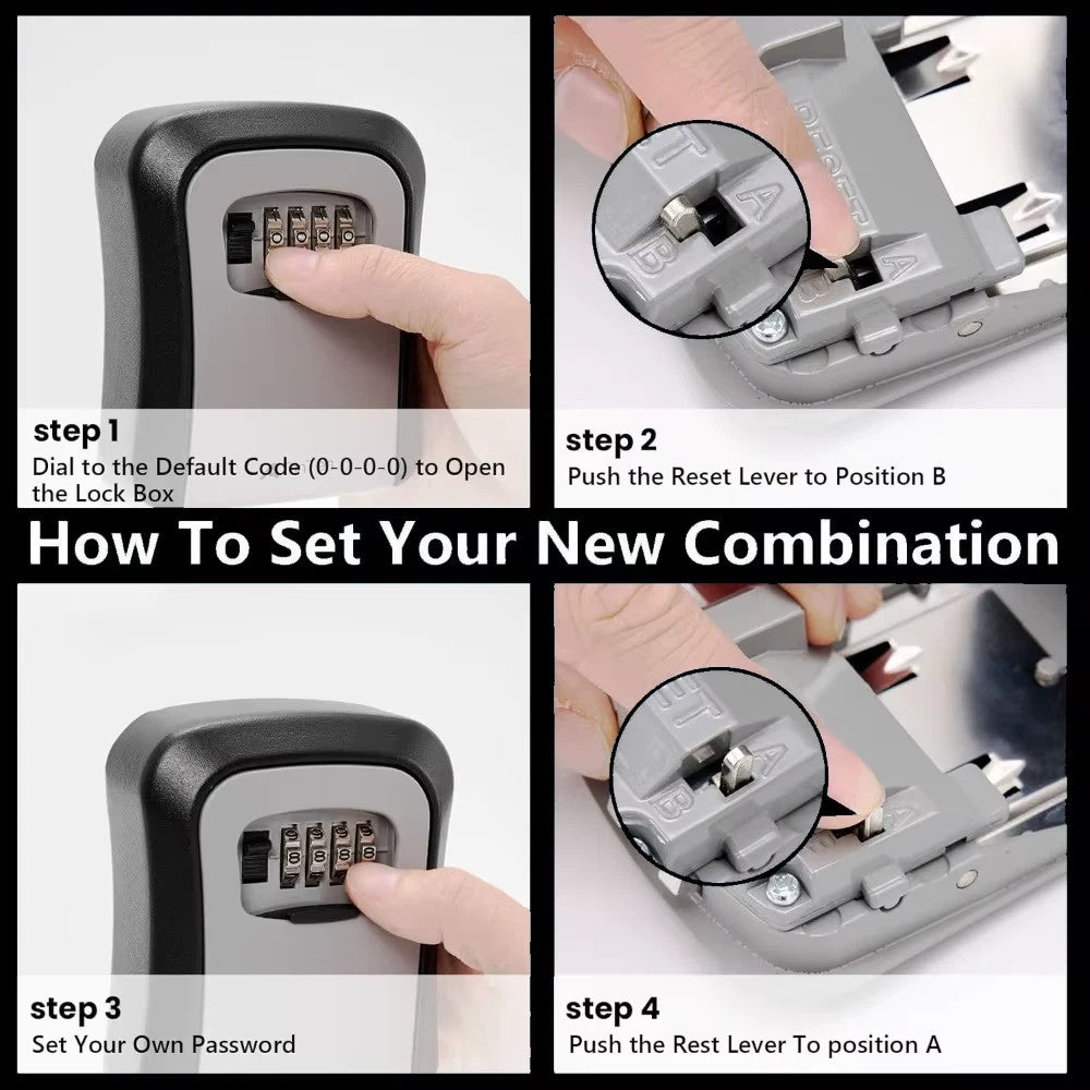 Wall Mounted Key Safe 4 Digit Combination Security key Lock Box Safe Outdoor UK