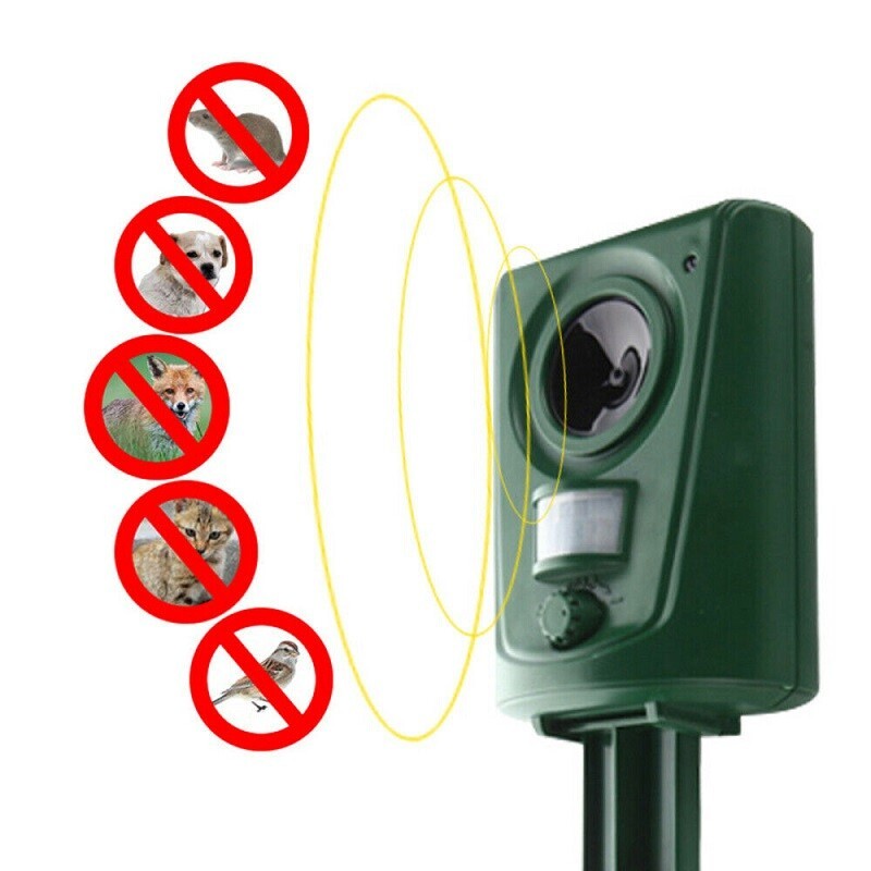 Battery Ultrasonic Garden Deterrent Repeller Animal Bird Cat Scarer Pest Dog UK