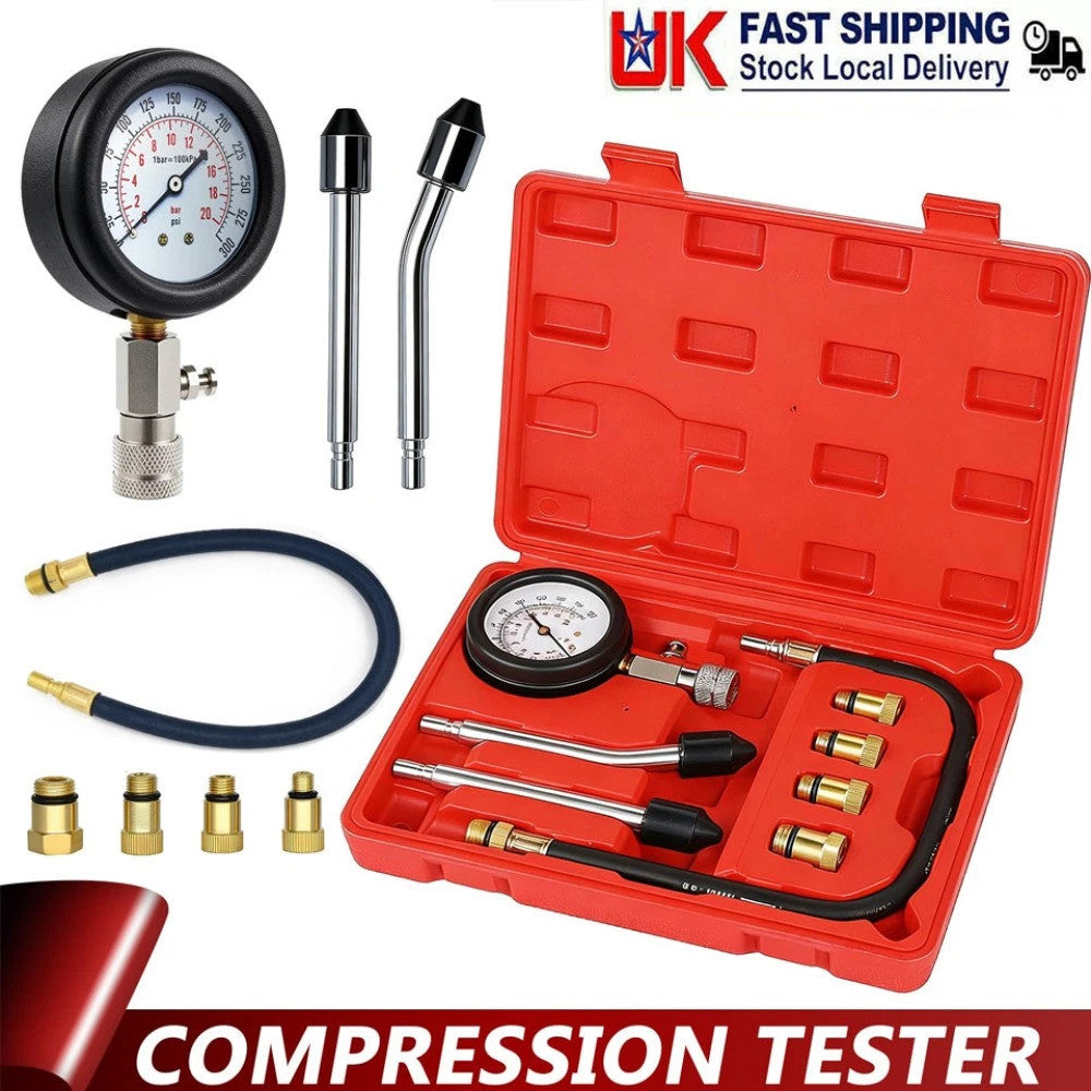 8PCS Petrol Engine Compression Tester for Automotives and Motorcycles Kit Set