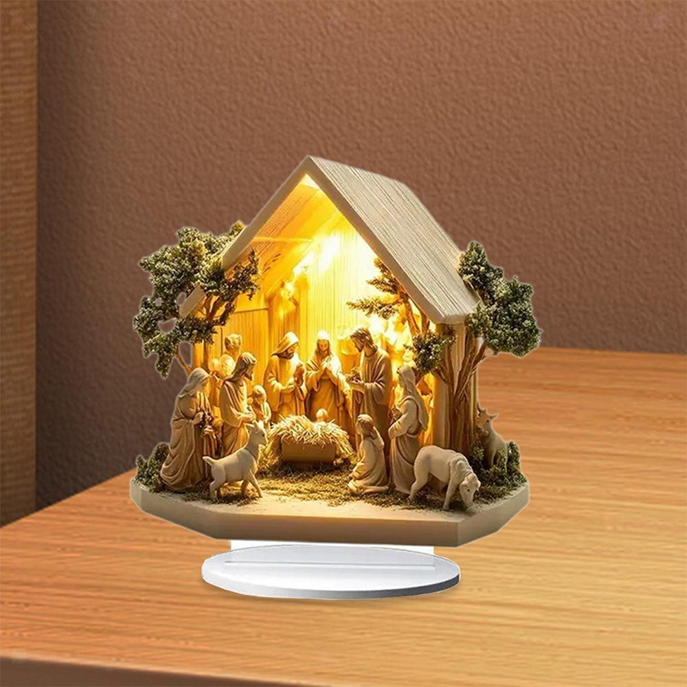 Christmas Nativity Scene Figurine Home Decor Desktop Acrylic Table Ornament UK