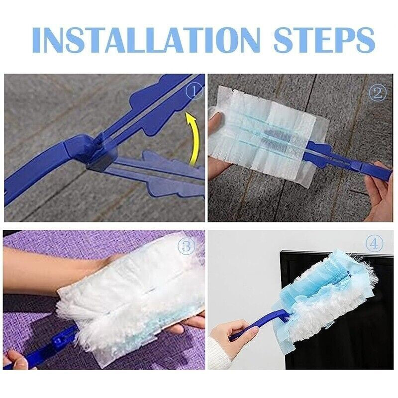 22Pcs Dust Magnet Fluffy Duster Refills KIT with Handle Telescopic Pole