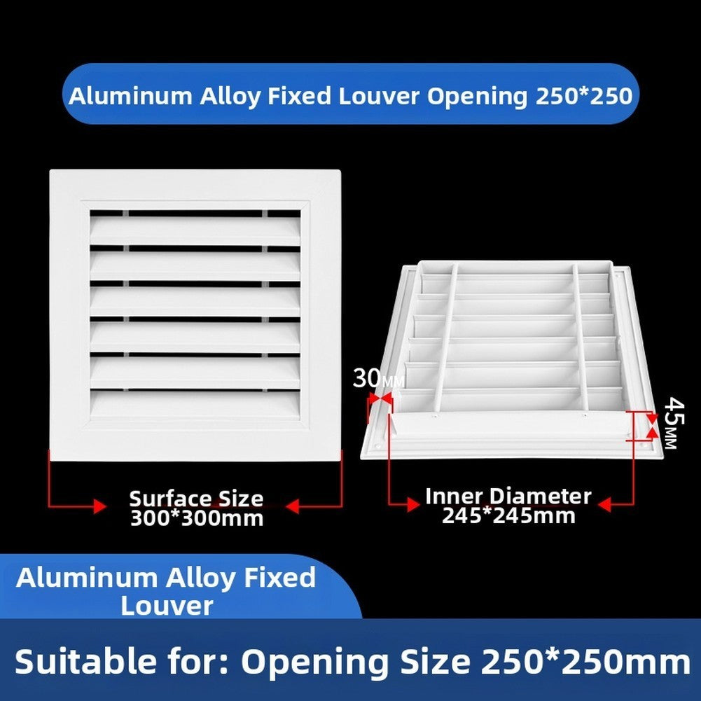 Aluminum Fixed Louver Grille for Air Circulation in Attic and Shed 350x350mm