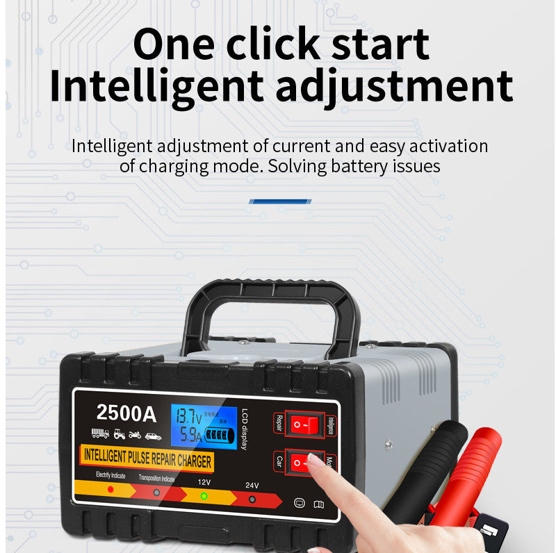 2500A Heavy Duty 12/24V Automatic Car Battery Charger Smart Pulse Repair Trickle
