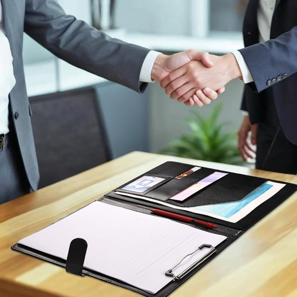 A4 Clipboard Folder with Storage PU Leather Waterproof Magnetic Clip Board