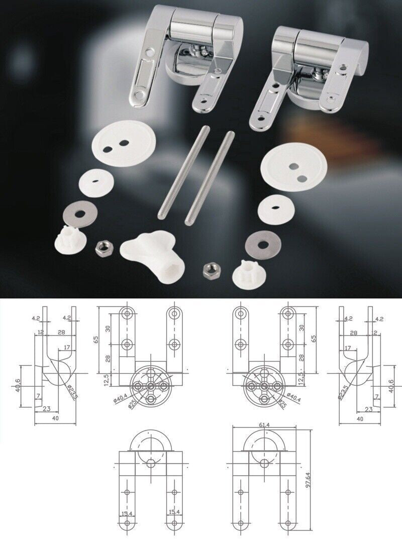WC Toilet Seat Hinges Soft Close Hinge Replacement Fittings Hinge Set   F