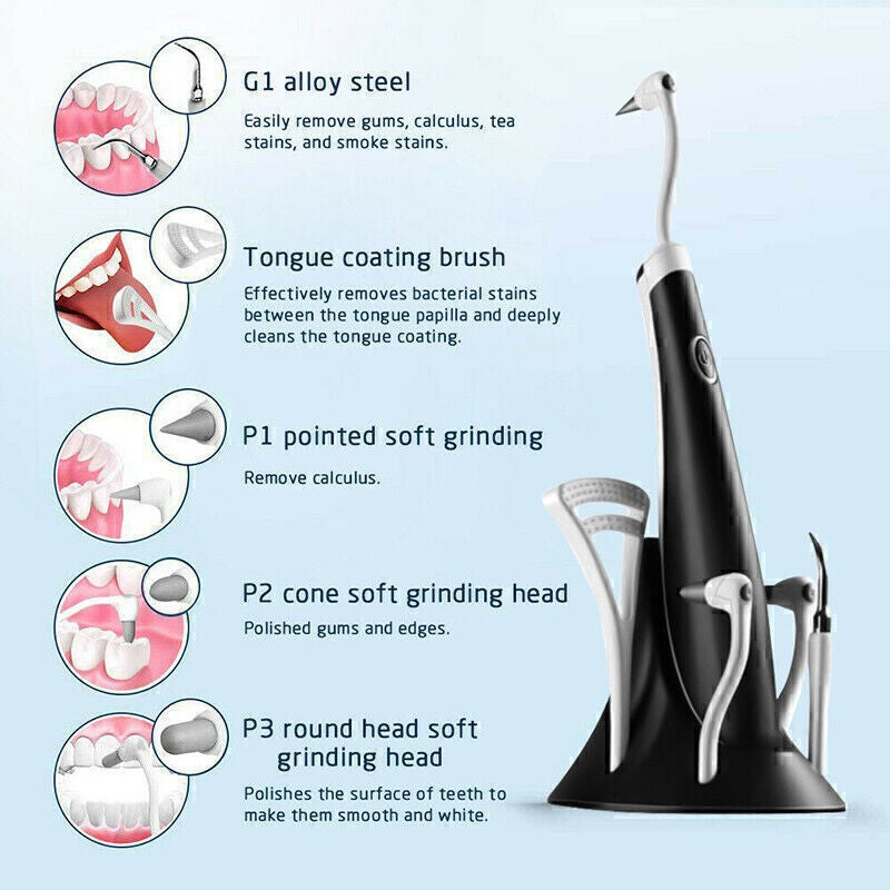 5 In1 Electric Dental Scaler Tartar Teeth Stains Cleaner Plaque Calculus Remover