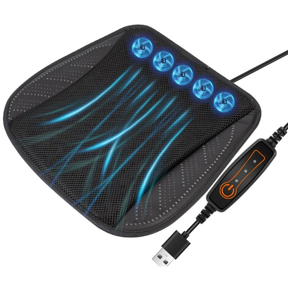 Universal Seat Cooling Cushion USB Fan Ventilated Car Chair Pad 8 Fan 3 Speed