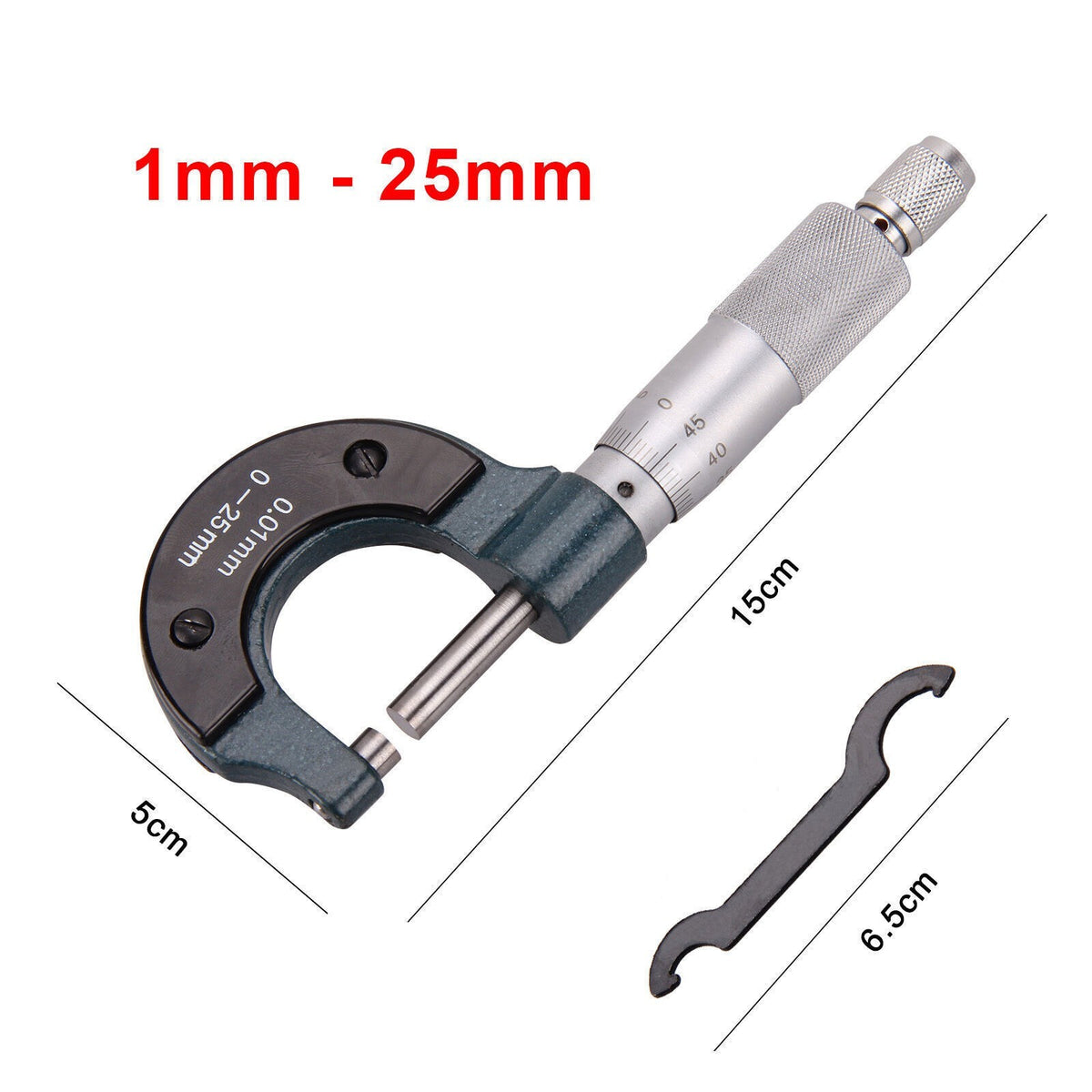 Outside Micrometer 0-25mm(0.01mm Graduations) Metric External Caliper