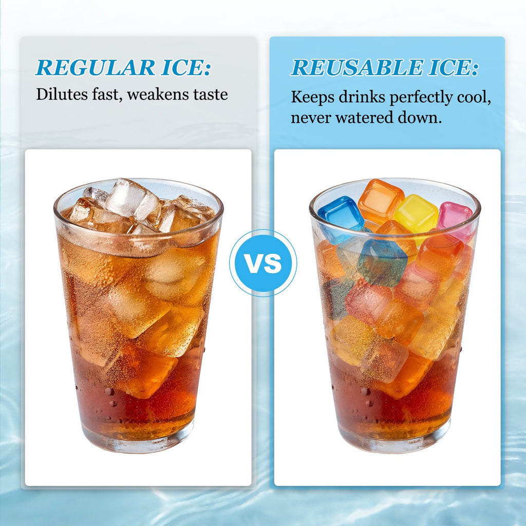 24 Pack Reusable Ice Cubes for Drinks, Red/Yellow/Blue/Pink Star