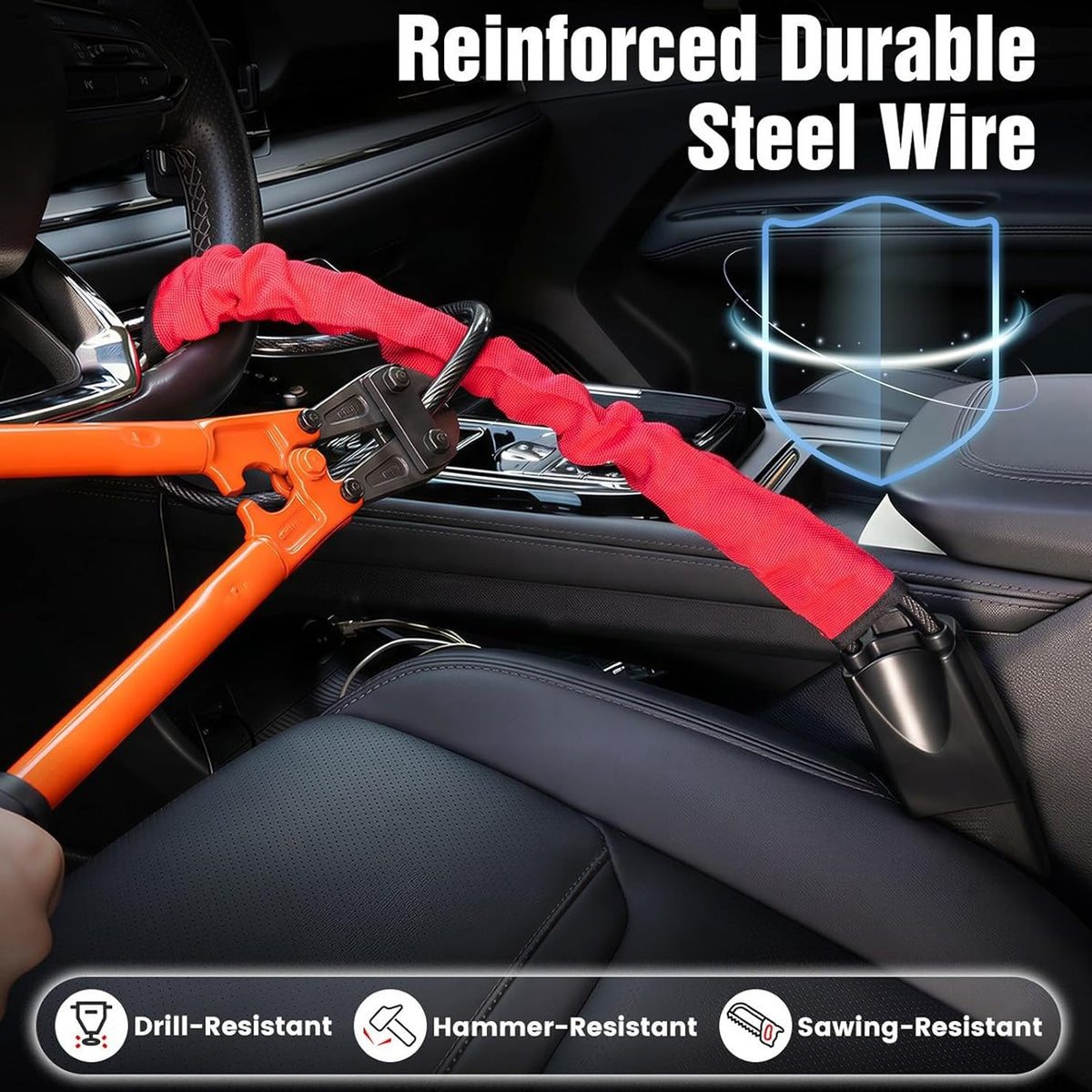 Ouvra Titan Car Lock,Titan Lock Steering Wheel Locks,Anti Theft Security Device