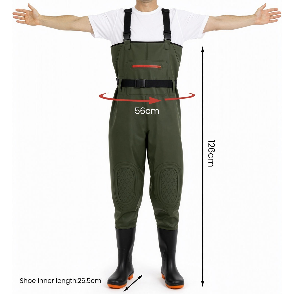 Waterproof PVC Chest Fishing Waders With Boots Adjustable Suspenders