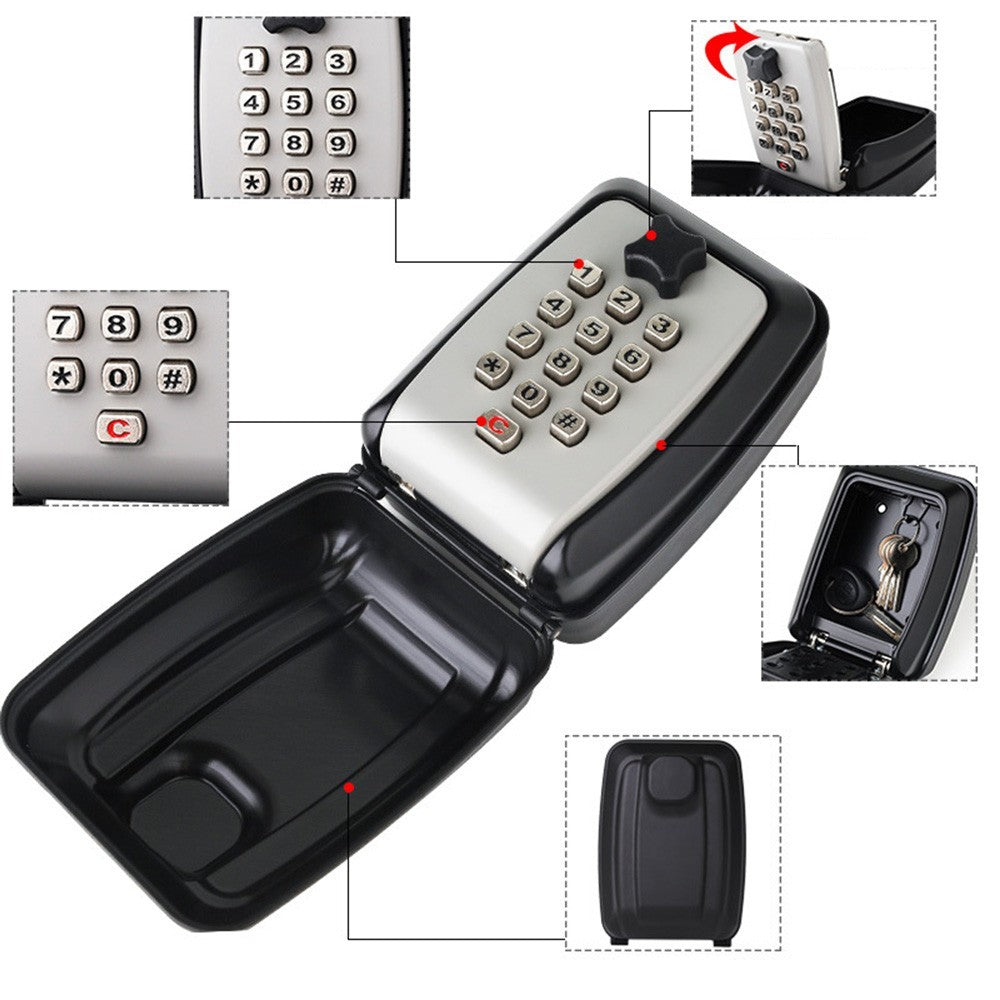 Key Lock Box with Push Button Wall Mounted Spare Key Storage Box Portable Box