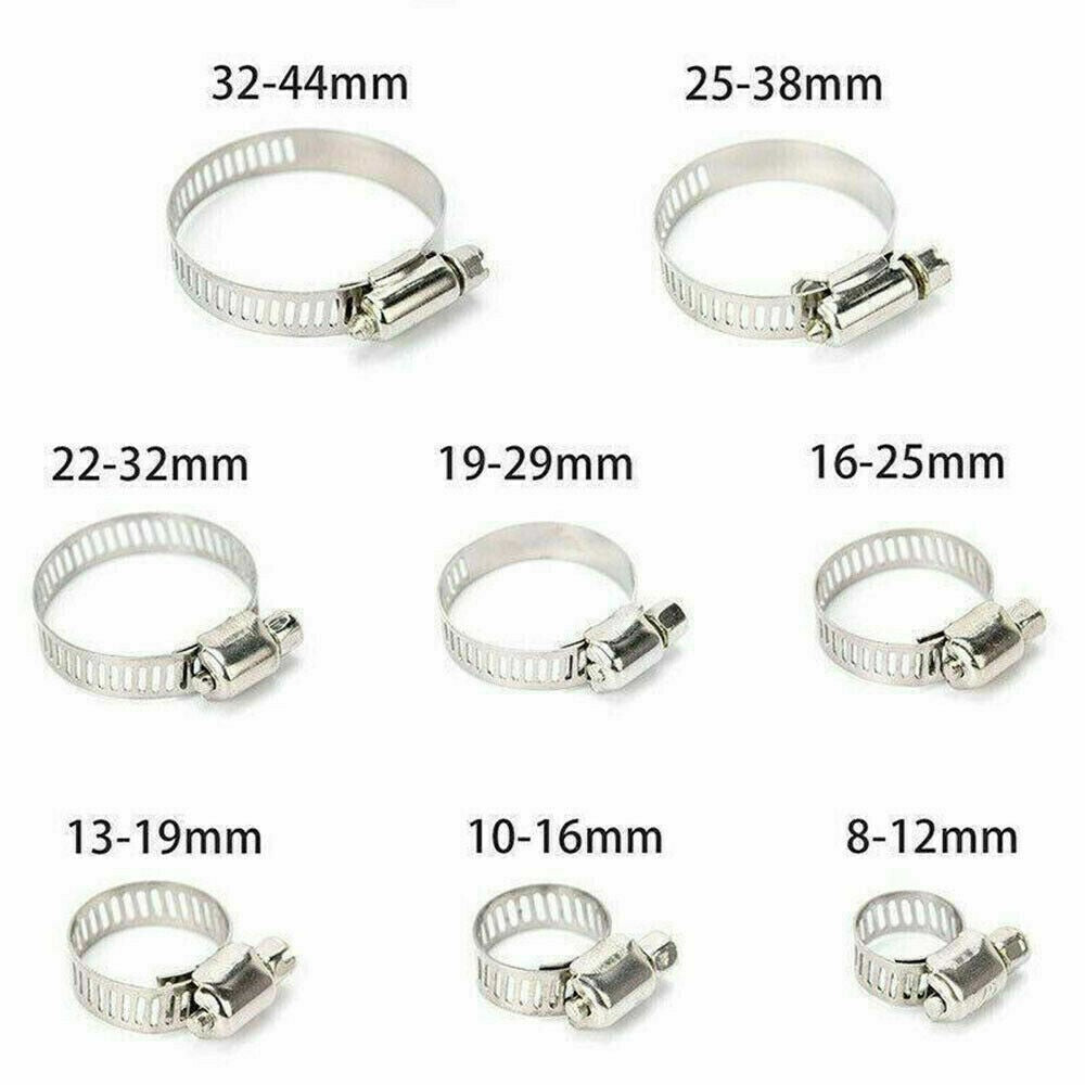 101-Pcs Assorted Stainless Steel Hose Clamp Kit With No Driver Jubilee Clips Set