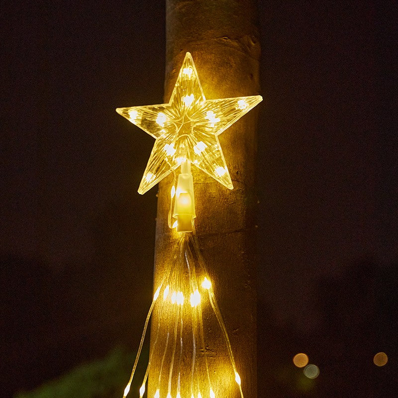 198Led Waterfall Christmas String Light Led Star Xmas Tree Light Uk Plug Outdoor