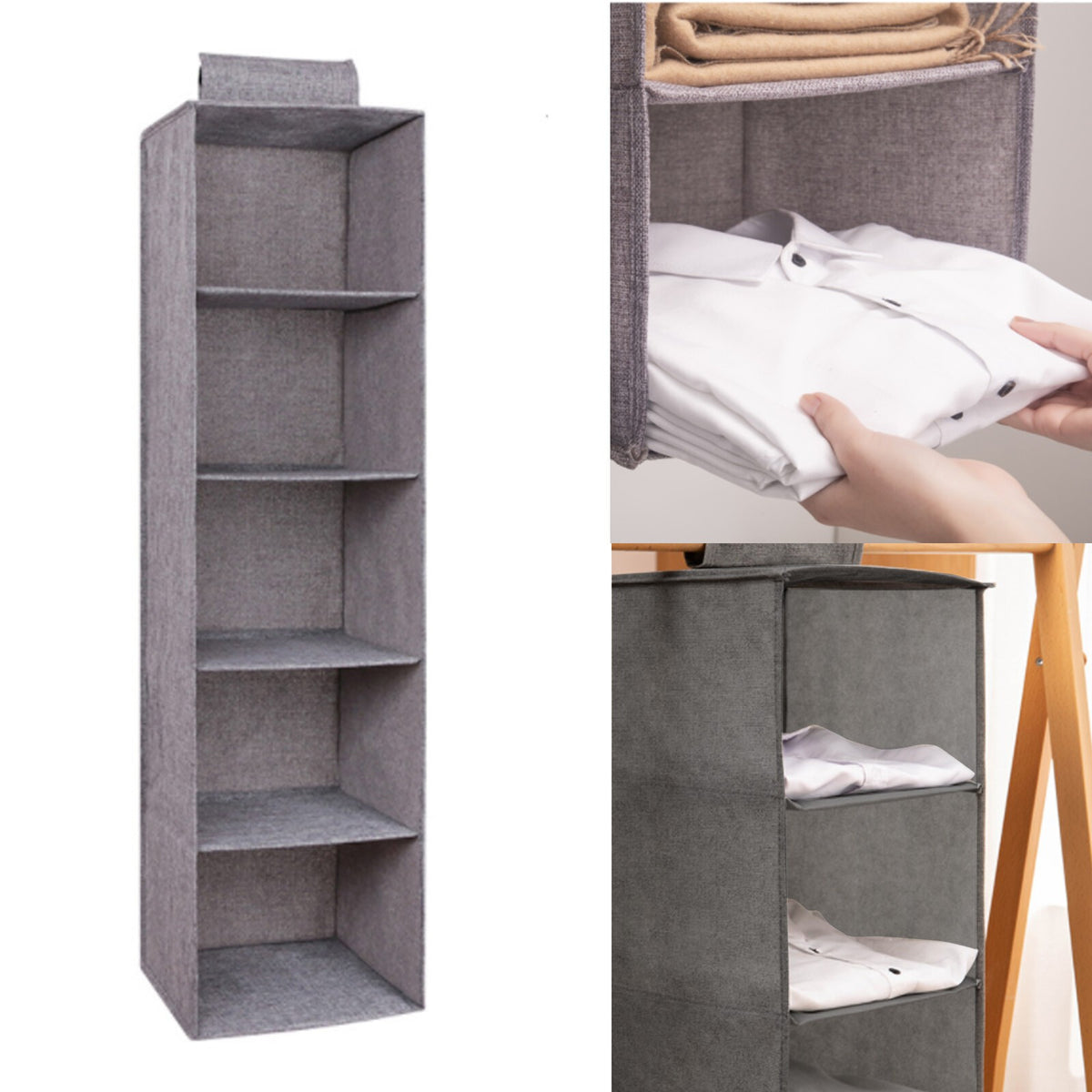 5 Layers Tidy Hanging Storage Bag Multi-Purpose Wardrobe Shelf for Clothes Shoes