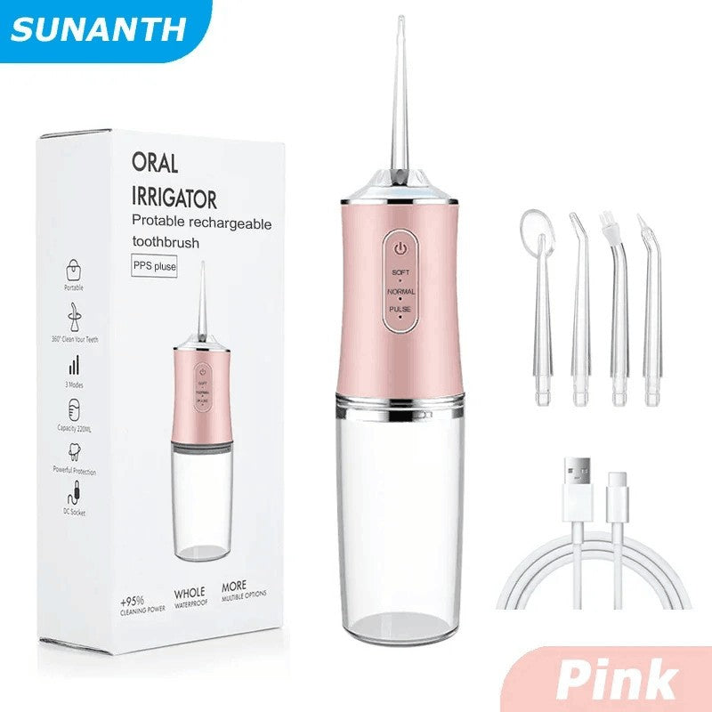 Cordless Dental Water Flosser Oral Irrigator Teeth Cleaner with Jet 4 Tips Floss