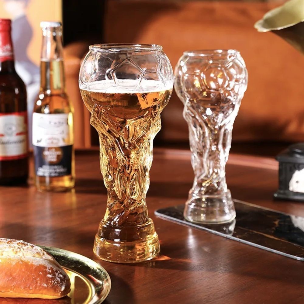 Football Trophy Beer Glass Cup 450 World Cup Shape Pint Bar Drinking Mug