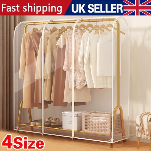 4 Sizes Zipped Clear Clothes Rail Protector Heavy Duty Coat Hanger Dust Cover