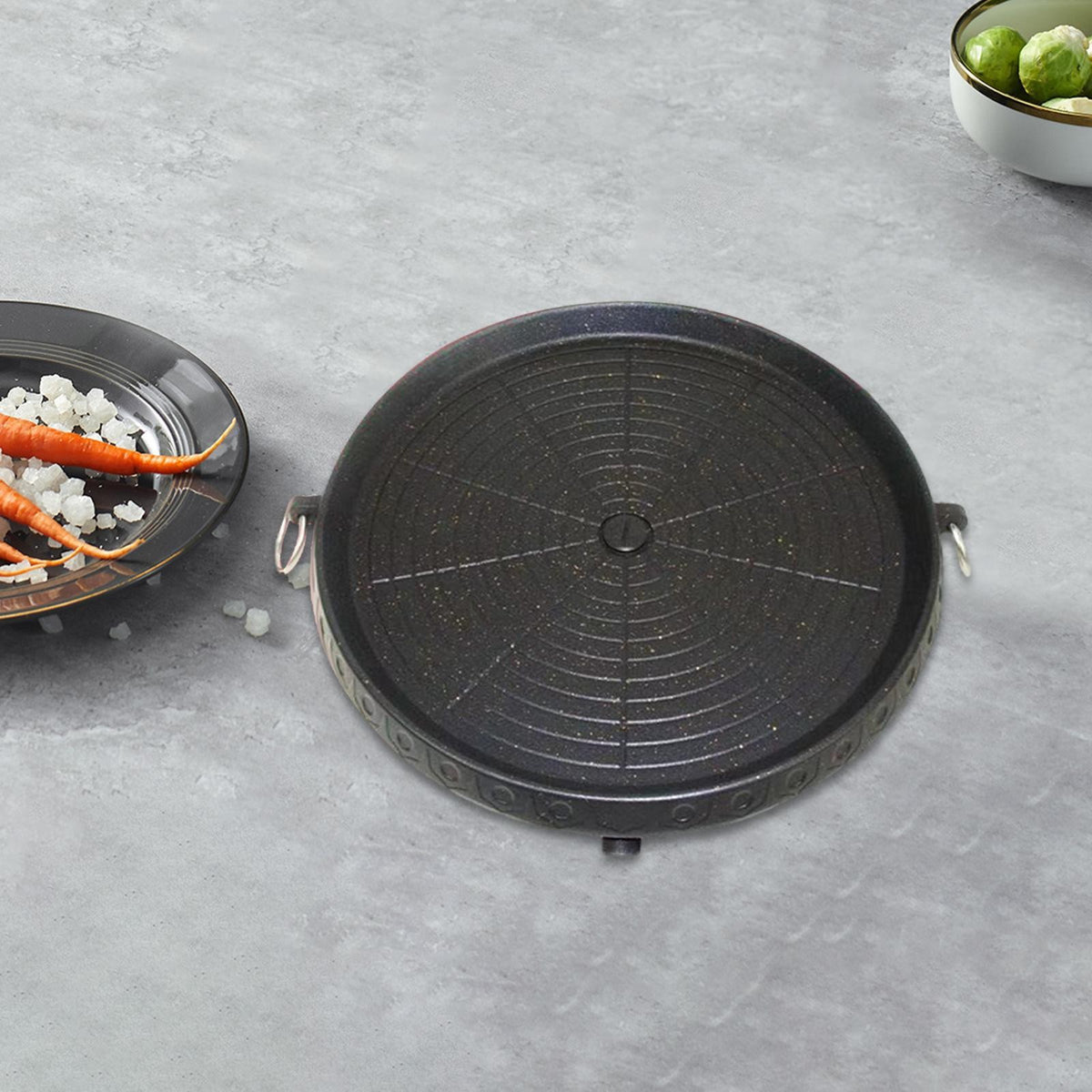 Korean BBQ Grill Pan with Handles Barbecue Plate for Baking Kitchen Travel
