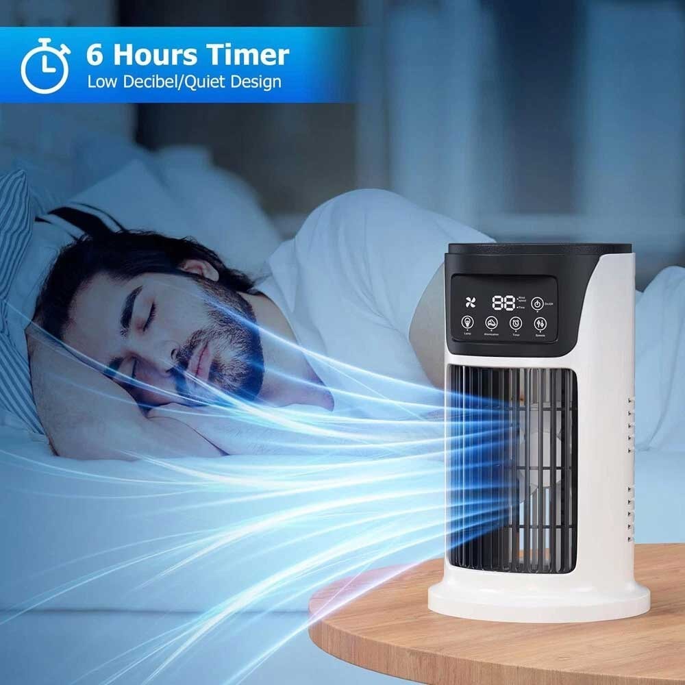 6-Speeds Portable Air Cooler Fan 300ML Tank Ice Cold Cooling Conditioner UK
