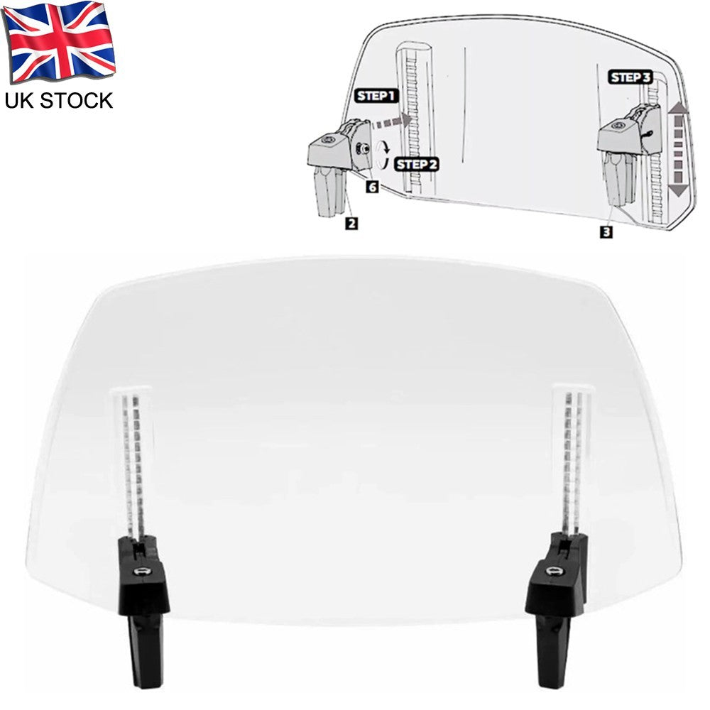 Motorcycle Motorbike Clip On Windshield Wind Screen Deflector Extension Spoiler